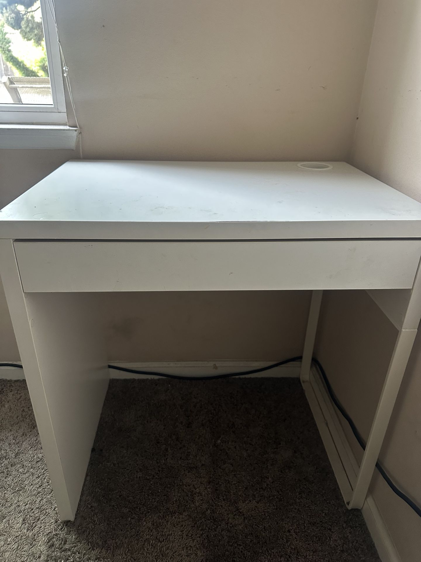White IKEA Micke desk