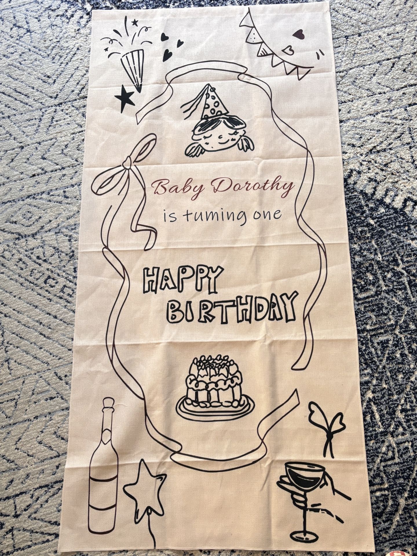 Birthday Fabric poster and Birthday Crown For 1 Year Old