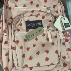 JanSport Strawberry Shower PrintXL Backpack Padded Laptop Pocket Retail $62