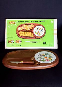 Wood Cheese and Cracker Serving Board With Ceramic Inset