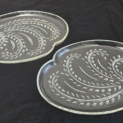 2 Federal Glass Homestead Snack Plates 11" Trays ONLY 1950s Vintage Set OF 2