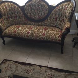 Victorian Settee,2 chairs, 3 marble tables $1750