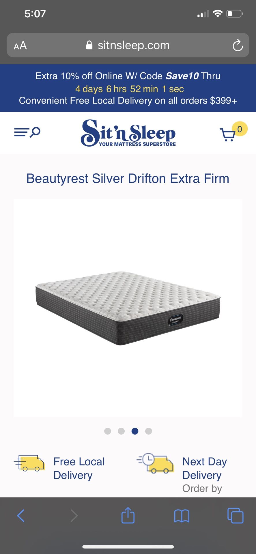 Beautyrest silver drifton extra firm mattress California king for