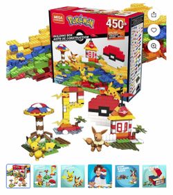 Mega Construx Pokemon Building Box Set Pikachu Eevee 450 Pieces