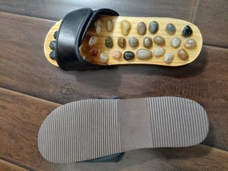 New Massage Slippers with Earth Stone, Helps Plantar Fasciitis Lower Back Heel Pain, 10.8 Inch