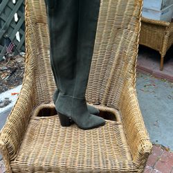 Dark Green Over-the-knee Suede Boots Size 8