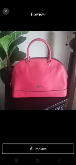 Authentic Coach Sierra Satchel in Crossgrain Leather Poppy
