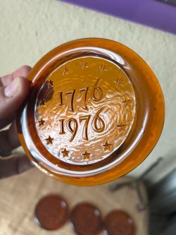 VTG 4pc Blenko Bicentennial Glass Coaster / Paperweight set