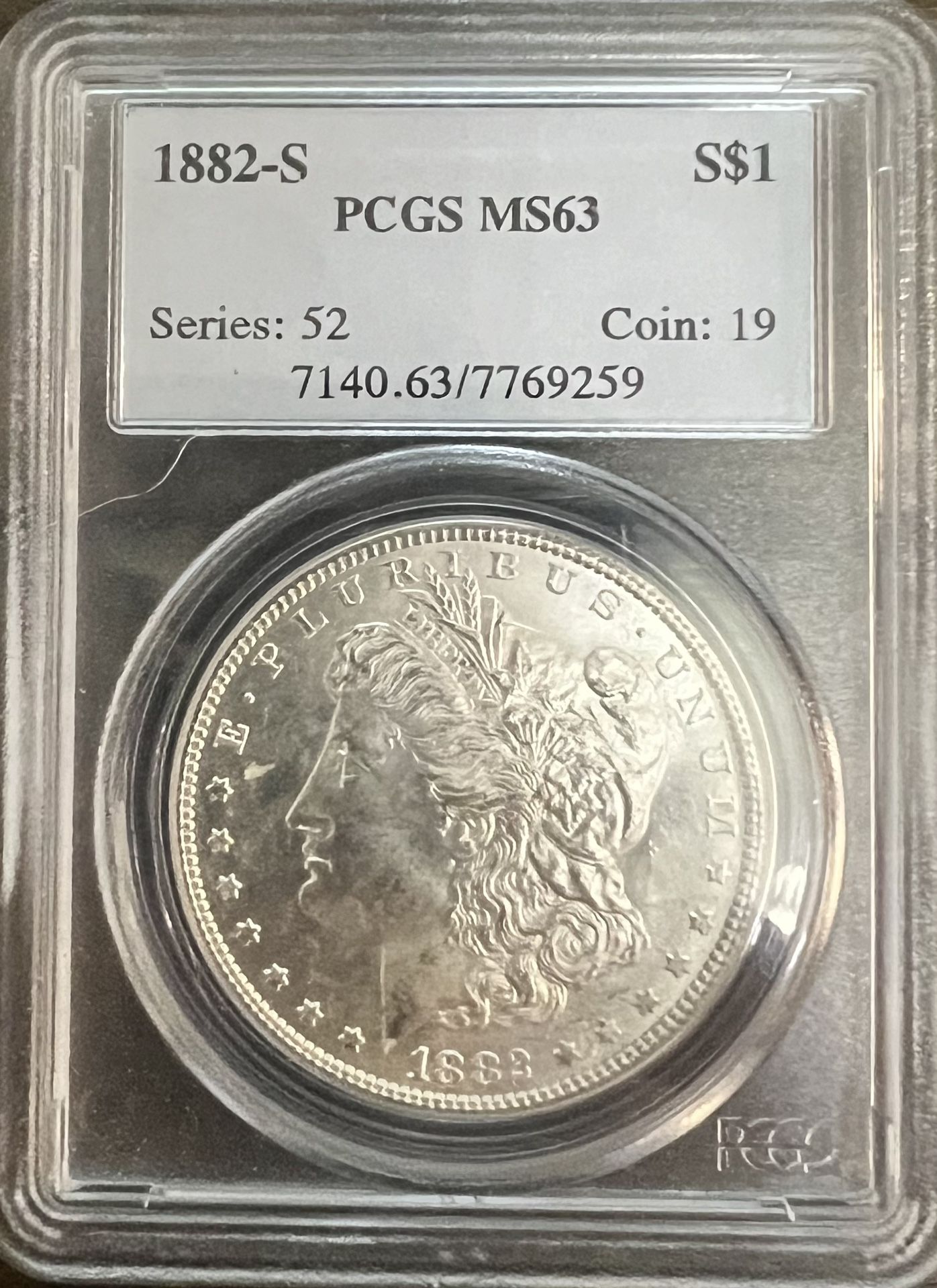 1882-s Morgan silver dollar MS63