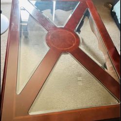 Cherry wood and glass table