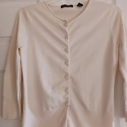 Beautiful Silk Blend Button Down Cream Sweater Small