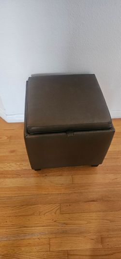 Brown Faux Leather Storage Ottoman