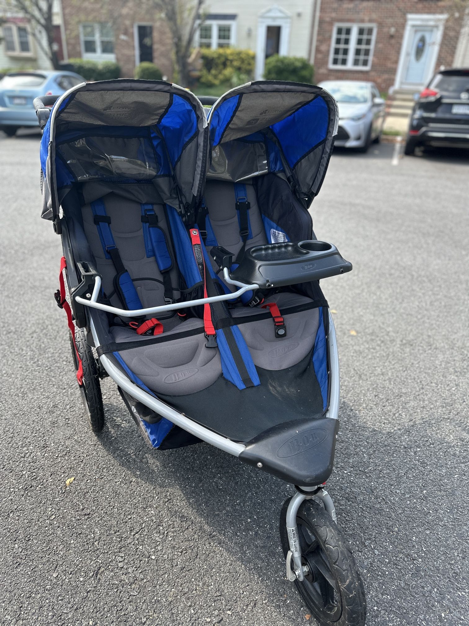 Bob Flex Duallie Double Jogger Stroller With Britax Car Seat Adapter