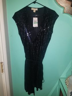 Michael Kors Black Sequince Dress..Size Large womens..So Beautiful with lots of Bling!!