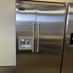 Viking 48”Wide Built In Side By Side Refrigerator In Stainless Steel 