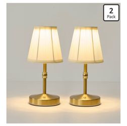 2-Pack Cordless Gold Table Lamps with Touch Control