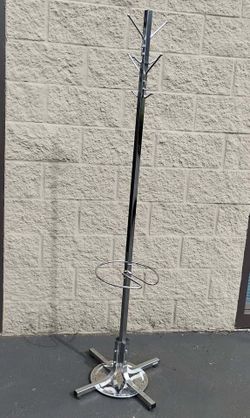 Vintage Style Chrome Coat Rack with Umbrella Stand