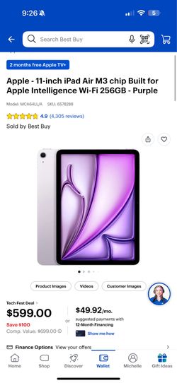 iPad 11inc M3 256gb