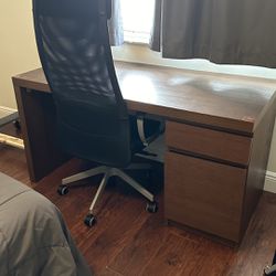 IKEA Set Of Brown Desk And Comfortable Chair 