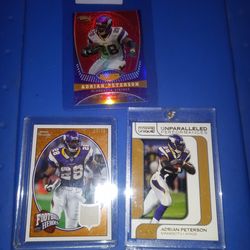 3 Adrian Peterson Numbered Adrian Peterson inserts # to 25-75-149