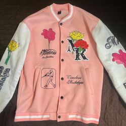 Men's Pink Varsity Jacket - (LARGE) 