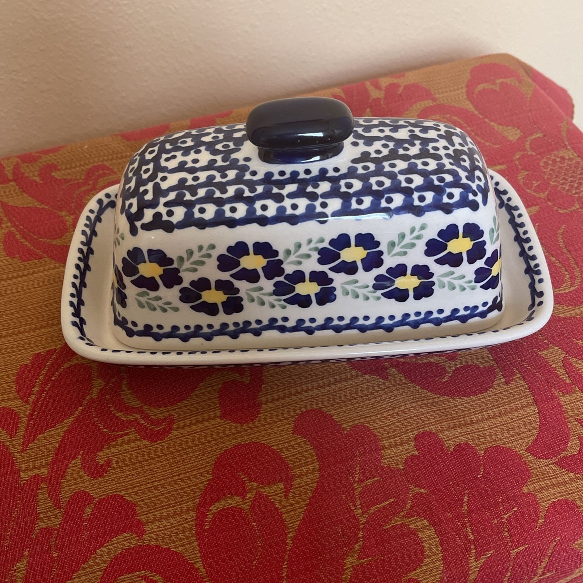 Vintage Polish ceramic butter dish