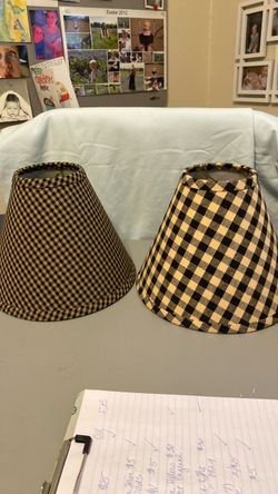 Black and Tan Gingham Lamp Shades Set of 2