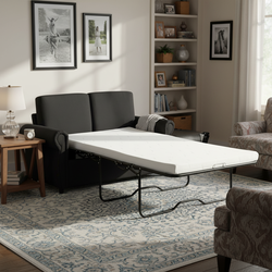 Chula 57.9" Pull-Out Loveseat Sleeper Sofa with Twin Memory Foam Mattress, Black