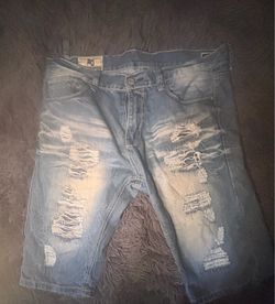 Distressed Light Wash Denim Shorts