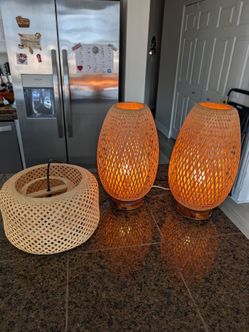 Set of 3 bamboo lamps