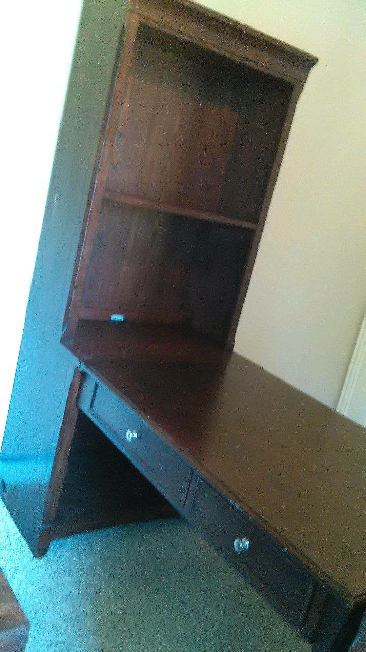 Beautiful solid wood home desk office with hutch