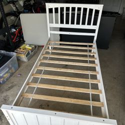 Twin White Wooden Bed Frame