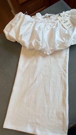 Zara White Off-Shoulder Ruffle Chemise