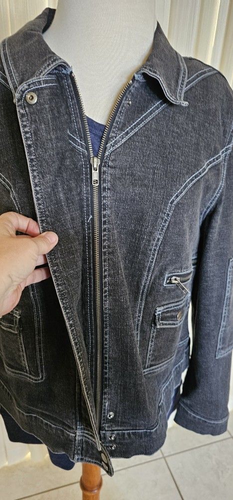 Maurice's Brand Plus Size Black Stretch Distressed Jean Jacket NEW