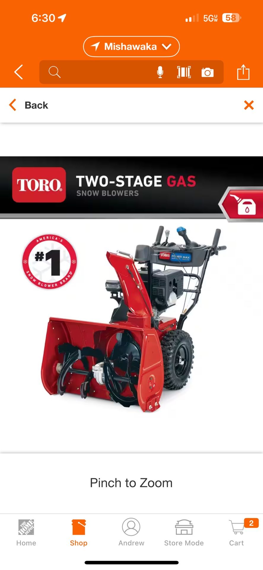 NEW! Never Used! TORO Power Max HD 828 Snowblower