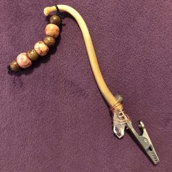 Raccoon P***s Bone Roach Clip With Crystal 