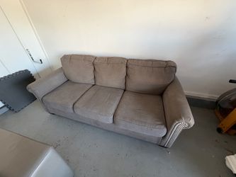 Gray 3-Seat Sofa with Nailhead Trim – $250 OBO