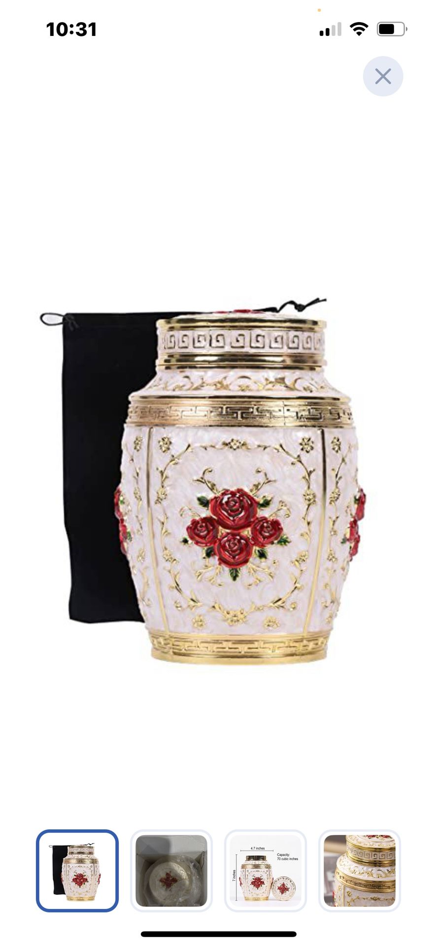 “New” Human Cremation Urn(holds 70 Cubic Ft Of Ashes )7” tall X 5”w(retail$ 49)