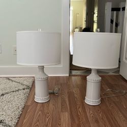 Set Of 2 Beautiful White Lamps 
