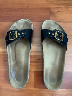 Seychelles Speechless Slide Black Leather Sandals 7.5