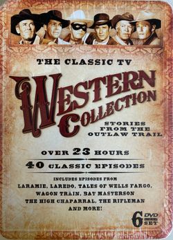 Factory Sealed Classic TV Western Collection DVD Tin Set – 6 Discs – 40 Episodes – Laramie, Bonanza & More