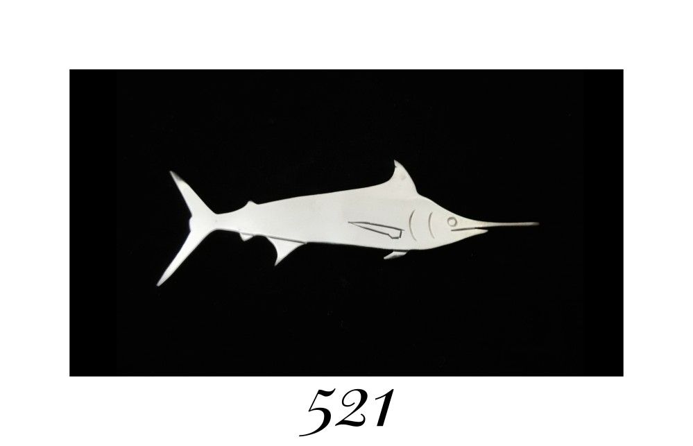 3.62" x 1.2" Handcrafted Large Solid Sterling Silver Swordfish Pin Brooch, signed