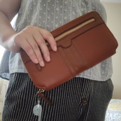 Women Long Wallet Hand Bag Brown 