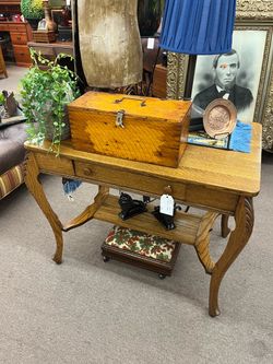 Antique Tiger Oak Library Table