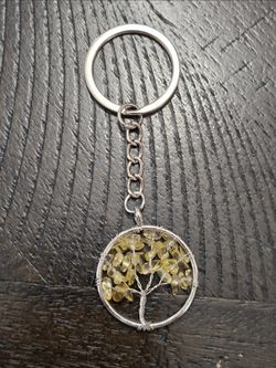 Lemon Agate tree of life keychain