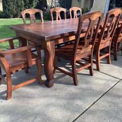 Large 9 Piece Solid Mexican Mesquite Wood Dining Set 94” x 40” seats 8
