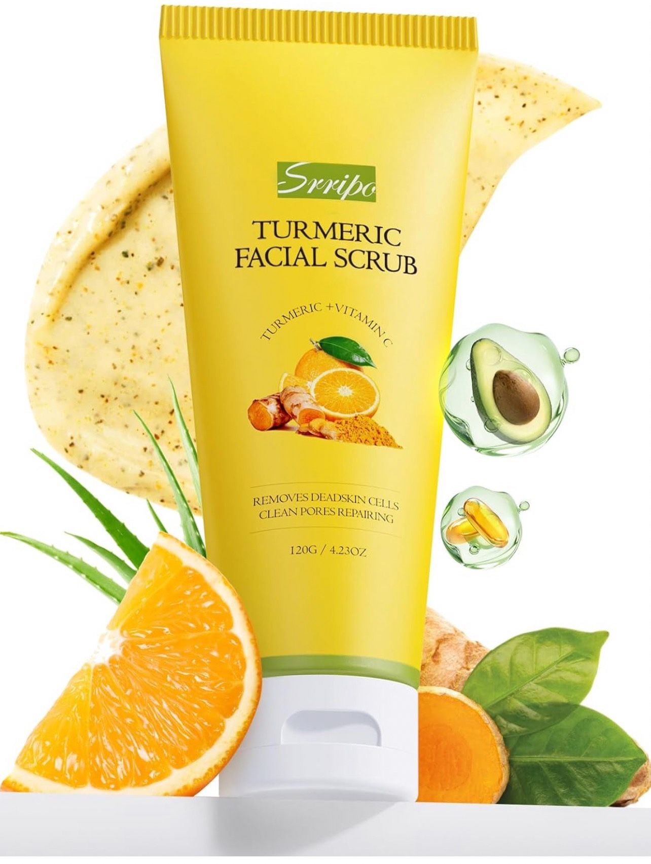 Revitalizing Exfoliation Face Scrub with Vitamin C and Turmeric – Gentle Exfoliating Face Wash for Blackheads, Pore Dirt & Dark Spots – Acne Control F