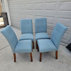 Aqua Upholstered Dining Chairs, Set Of 4