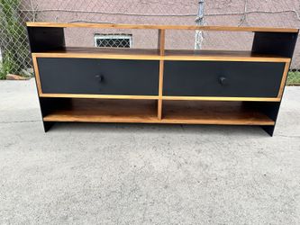 Crate And Barrel Mid Century Modern Low Media Console Entertainment Center Tv Stand Cabinet Sideboard Credenza.