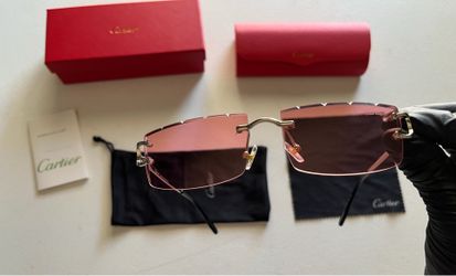 Cartier Diamond Cut Red Lenses Silver Frame 140mm